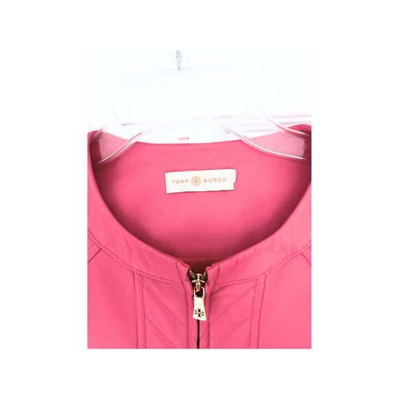 RARE Tory Burch Pink Leather Moto Jacket Size 6 - Picture 5 of 10
